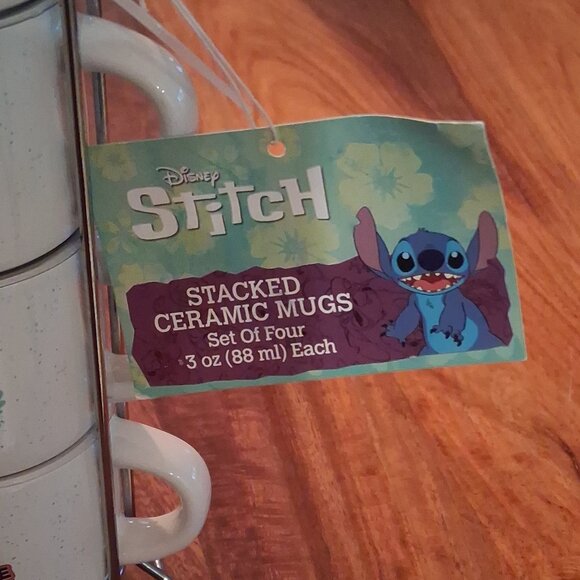 Disney NWT Lilo & Stitch 4-Piece Stackable Ceramic Espresso Mug Set 3oz - Picture 2 of 5